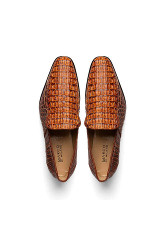 Marco Di Milano Trento Cognac Genuine Caiman Crocodile Slip-On Loafers (MDM1115)-AmbrogioShoes