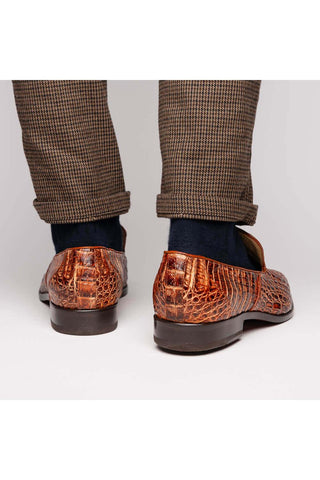 Marco Di Milano Trento Cognac Genuine Caiman Crocodile Slip-On Loafers (MDM1115)-AmbrogioShoes