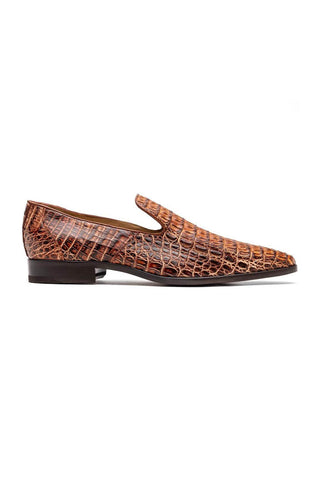 Marco Di Milano Trento Cognac Genuine Caiman Crocodile Slip-On Loafers (MDM1115)-AmbrogioShoes