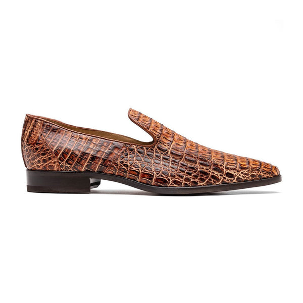 Marco Di Milano Trento Men's Shoes Cognac Genuine Caiman Crocodile Slip-On Loafers (MDM1116)-AmbrogioShoes