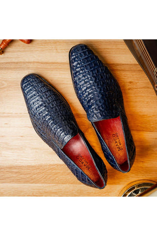 Marco Di Milano Trento Navy Genuine Caiman Crocodile Slip-On Loafers (MDM1115)-AmbrogioShoes