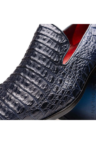 Marco Di Milano Trento Navy Genuine Caiman Crocodile Slip-On Loafers (MDM1115)-AmbrogioShoes