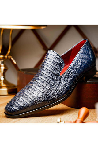 Marco Di Milano Trento Navy Genuine Caiman Crocodile Slip-On Loafers (MDM1115)-AmbrogioShoes