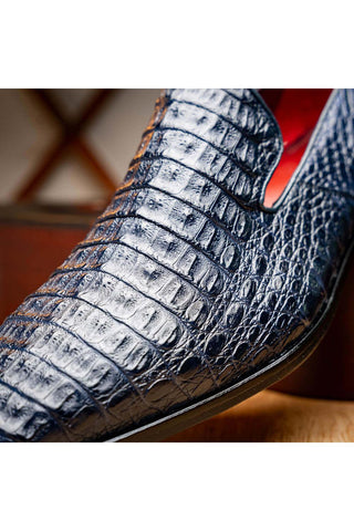 Marco Di Milano Trento Navy Genuine Caiman Crocodile Slip-On Loafers (MDM1115)-AmbrogioShoes