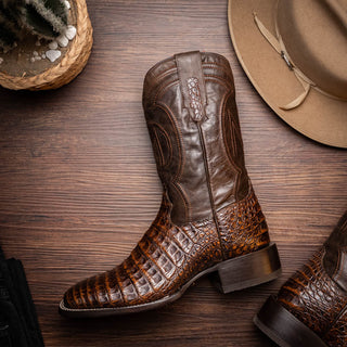 Marco Di Milano Tucson Aged Brown Exotic Crocodile Skin Cowboy Boot (MDM1250)-AmbrogioShoes