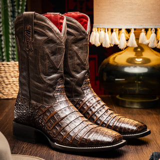 Marco Di Milano Tucson Aged Brown Exotic Crocodile Skin Cowboy Boot (MDM1250)-AmbrogioShoes