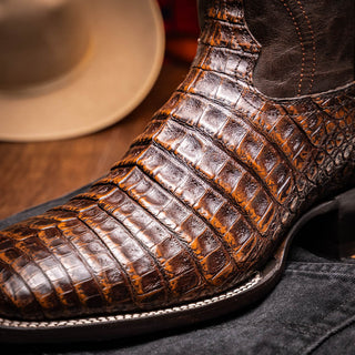 Marco Di Milano Tucson Aged Brown Exotic Crocodile Skin Cowboy Boot (MDM1250)-AmbrogioShoes