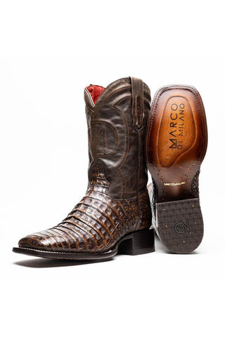 Marco Di Milano Tucson Aged Brown Exotic Crocodile Skin Cowboy Boot (MDM1250)-AmbrogioShoes