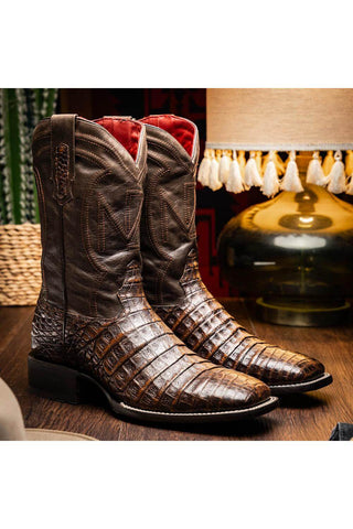 Marco Di Milano Tucson Aged Brown Exotic Crocodile Skin Cowboy Boot (MDM1250)-AmbrogioShoes