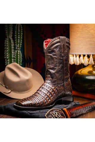 Marco Di Milano Tucson Aged Brown Exotic Crocodile Skin Cowboy Boot (MDM1250)-AmbrogioShoes