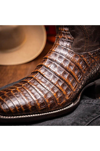 Marco Di Milano Tucson Aged Brown Exotic Crocodile Skin Cowboy Boot (MDM1250)-AmbrogioShoes