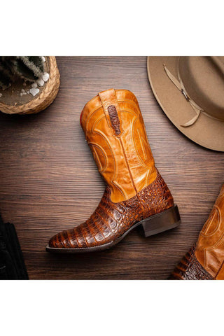 Marco Di Milano Tucson Aged Maple Exotic Crocodile Skin Cowboy Boot (MDM1250)-AmbrogioShoes