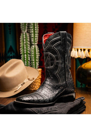 Marco Di Milano Tucson Black Exotic Crocodile Skin Cowboy Boot (MDM1250)-AmbrogioShoes