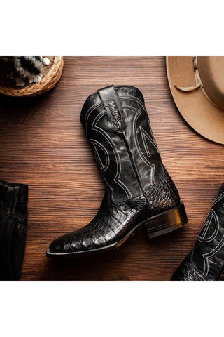 Marco Di Milano Tucson Black Exotic Crocodile Skin Cowboy Boot (MDM1250)-AmbrogioShoes