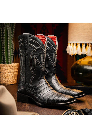 Marco Di Milano Tucson Black Exotic Crocodile Skin Cowboy Boot (MDM1250)-AmbrogioShoes