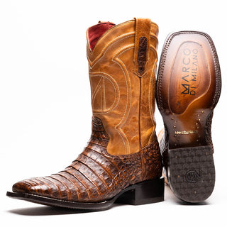 Marco Di Milano Tucson Men's Shoes Aged Maple Exotic Crocodile Skin Cowboy Boot (MDM1250)-AmbrogioShoes