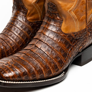Marco Di Milano Tucson Men's Shoes Aged Maple Exotic Crocodile Skin Cowboy Boot (MDM1250)-AmbrogioShoes