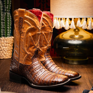 Marco Di Milano Tucson Men's Shoes Aged Maple Exotic Crocodile Skin Cowboy Boot (MDM1250)-AmbrogioShoes