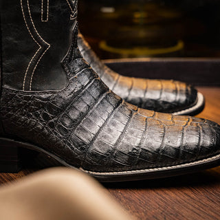 Marco Di Milano Tucson Men's Shoes Black Exotic Crocodile Skin Cowboy Boot (MDM1250)-AmbrogioShoes