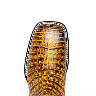 Marco Di Milano Tucson Men's Shoes Mustard Brown Exotic Crocodile Skin Cowboy Boot (MDM1250)-AmbrogioShoes