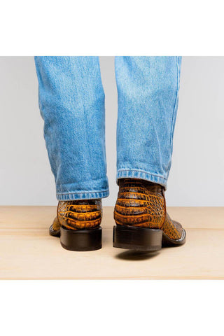 Marco Di Milano Tucson Mustard Brown Exotic Crocodile Skin Cowboy Boot (MDM1250)-AmbrogioShoes