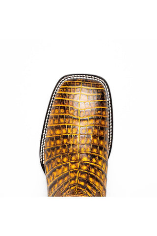 Marco Di Milano Tucson Mustard Brown Exotic Crocodile Skin Cowboy Boot (MDM1250)-AmbrogioShoes