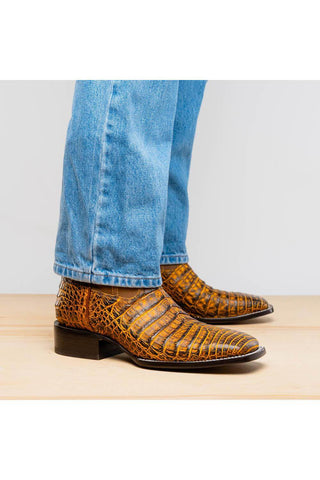 Marco Di Milano Tucson Mustard Brown Exotic Crocodile Skin Cowboy Boot (MDM1250)-AmbrogioShoes