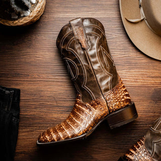 Marco Di Milano Tucson Stone Brown Exotic Crocodile Skin Cowboy Boot (MDM1250)-AmbrogioShoes