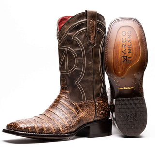 Marco Di Milano Tucson Stone Brown Exotic Crocodile Skin Cowboy Boot (MDM1250)-AmbrogioShoes