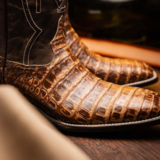Marco Di Milano Tucson Stone Brown Exotic Crocodile Skin Cowboy Boot (MDM1250)-AmbrogioShoes