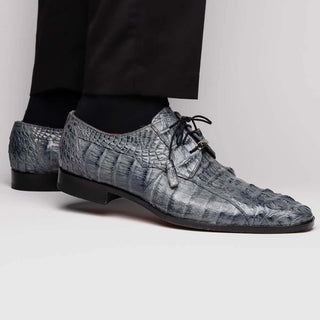 Marco Di Milano Tulum Men's Shoes Gray Exotic Crocodile Derby (MDM1009)-AmbrogioShoes