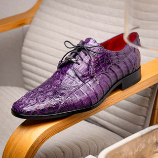 Marco Di Milano Tulum Men's Shoes Purple Exotic Crocodile Derby (MDM1008)-AmbrogioShoes