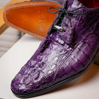 Marco Di Milano Tulum Men's Shoes Purple Exotic Crocodile Derby (MDM1008)-AmbrogioShoes