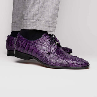 Marco Di Milano Tulum Men's Shoes Purple Exotic Crocodile Derby (MDM1008)-AmbrogioShoes