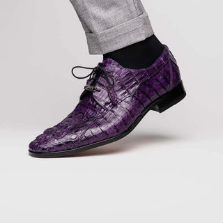 Marco Di Milano Tulum Men's Shoes Purple Exotic Crocodile Derby (MDM1008)-AmbrogioShoes