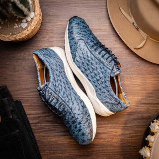 Marco Di Milano Varenna Men's Shoes Exotic Ostrich Skin Sneaker (MDM1213)-AmbrogioShoes