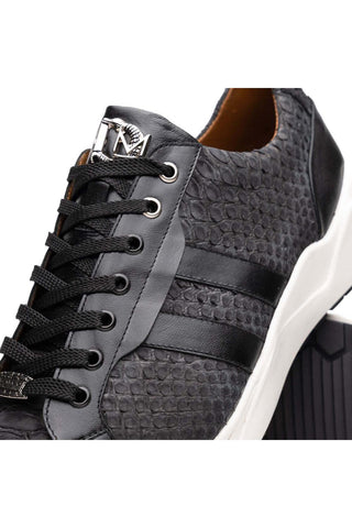 Marco Di Milano Verona Black Exotic Python / Calfskin Fashion Sneakers (MDM1160)-AmbrogioShoes