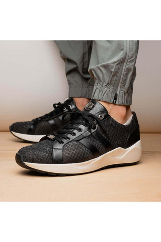 Marco Di Milano Verona Black Exotic Python / Calfskin Fashion Sneakers (MDM1160)-AmbrogioShoes