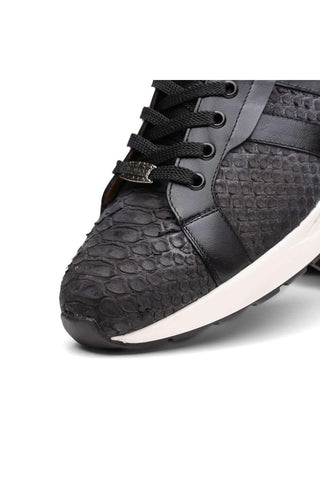 Marco Di Milano Verona Black Exotic Python / Calfskin Fashion Sneakers (MDM1160)-AmbrogioShoes