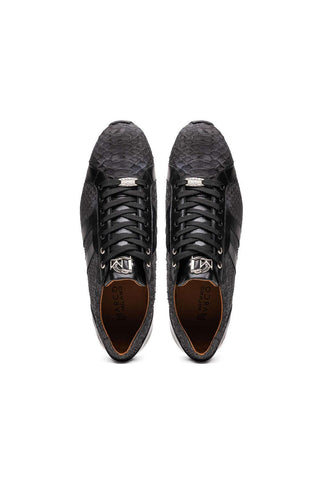 Marco Di Milano Verona Black Exotic Python / Calfskin Fashion Sneakers (MDM1160)-AmbrogioShoes