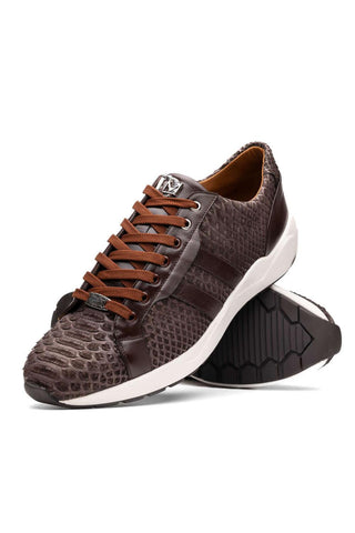 Marco Di Milano Verona Brown Exotic Python / Calfskin Fashion Sneakers (MDM1160)-AmbrogioShoes