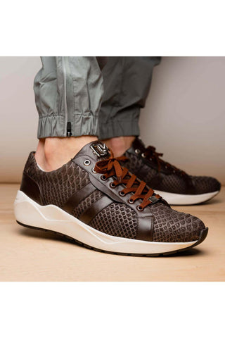 Marco Di Milano Verona Brown Exotic Python / Calfskin Fashion Sneakers (MDM1160)-AmbrogioShoes