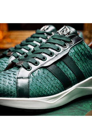Marco Di Milano Verona Green Exotic Python / Calfskin Fashion Sneakers (MDM1160)-AmbrogioShoes