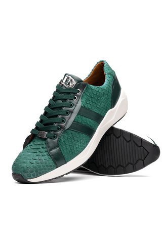 Marco Di Milano Verona Green Exotic Python / Calfskin Fashion Sneakers (MDM1160)-AmbrogioShoes
