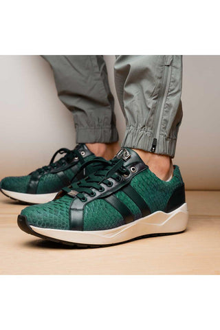 Marco Di Milano Verona Green Exotic Python / Calfskin Fashion Sneakers (MDM1160)-AmbrogioShoes