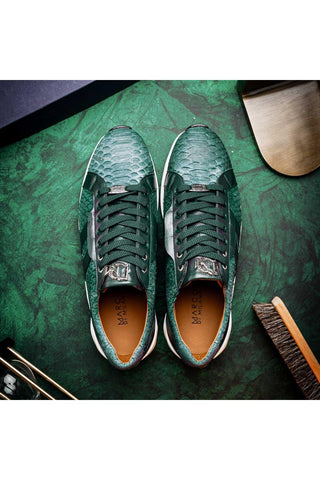 Marco Di Milano Verona Green Exotic Python / Calfskin Fashion Sneakers (MDM1160)-AmbrogioShoes