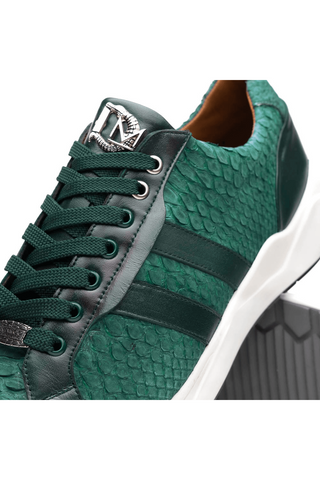 Marco Di Milano Verona Green Exotic Python / Calfskin Fashion Sneakers (MDM1160)-AmbrogioShoes
