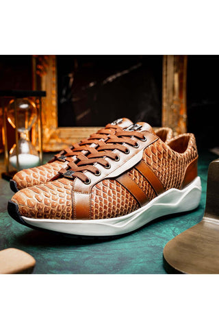 Marco Di Milano Verona Honey Exotic Python / Calfskin Fashion Sneakers (MDM1160)-AmbrogioShoes