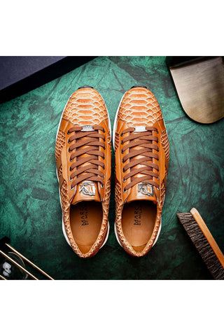 Marco Di Milano Verona Honey Exotic Python / Calfskin Fashion Sneakers (MDM1160)-AmbrogioShoes