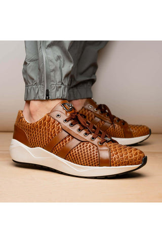 Marco Di Milano Verona Honey Exotic Python / Calfskin Fashion Sneakers (MDM1160)-AmbrogioShoes